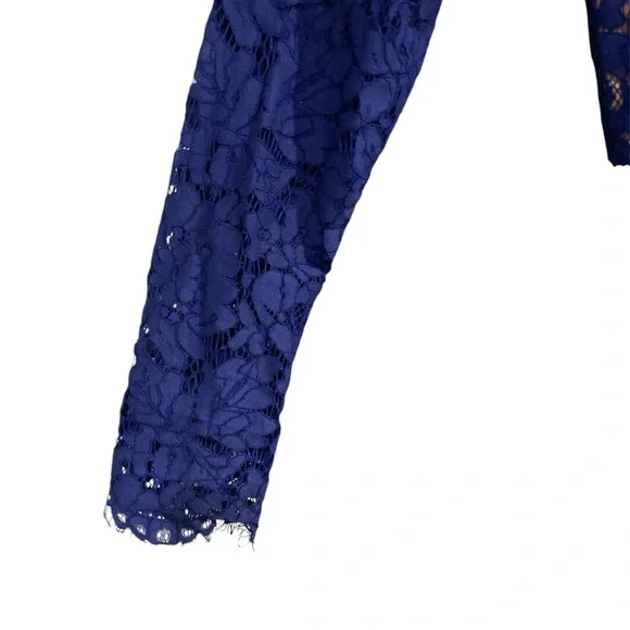 LuLu's Royal Blue Lace Bodycon Dress Size M – Long Sleeve Cocktail Party Dress - Picture 4 of 8